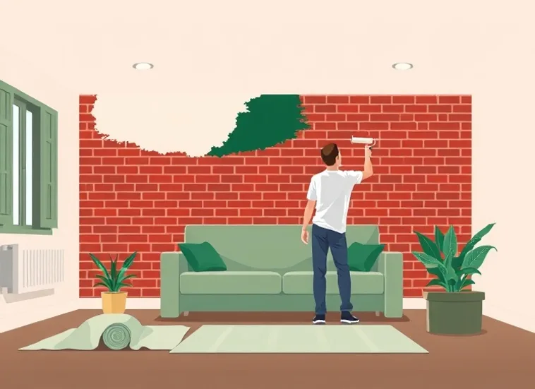 Peintre appliquant la peinture au rouleau sur un mur de salon